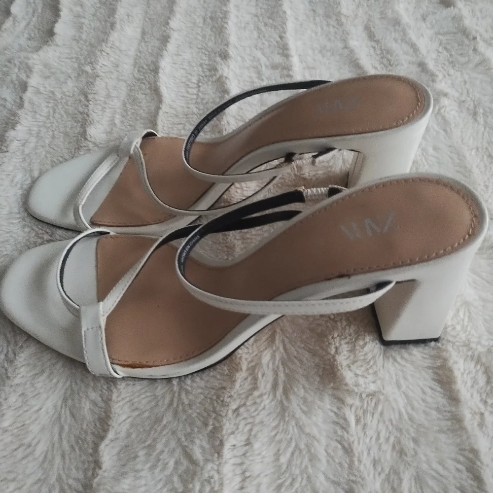 Zara White Strappy Heeled Sandals - Picture 6 of 7